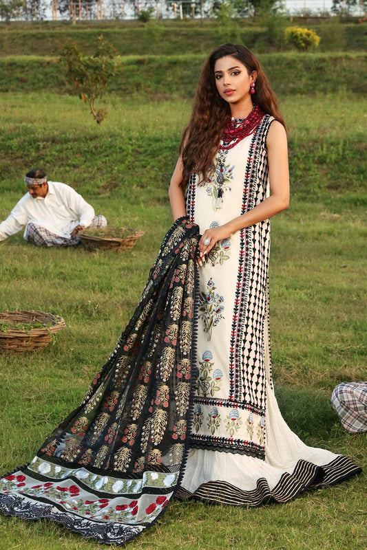 Crimson Luxury Lawn - Samarkand Ivory - 8 A